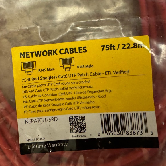 Startech 75ft CAT6 Ethernet Cable N6PATCH75RD new - Picture 2 of 6